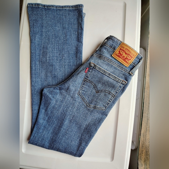 Levi's 725 High Rise Boot Cut Jeans Women's Denim Stretch Medium Blue 27. - Picture 12 of 17